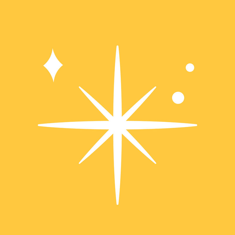 黄色背景上简单风格的闪亮星星图标