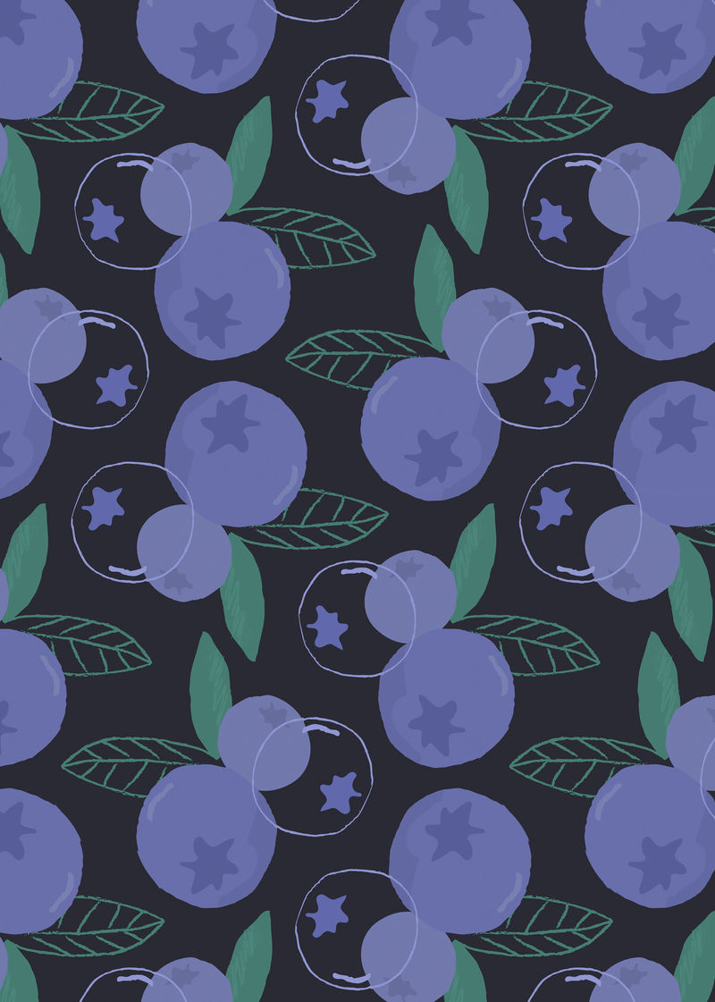 水果蓝莓图案黑色背景