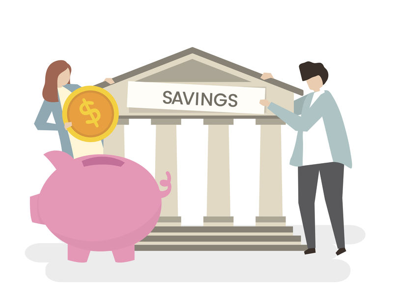 夫妇在银行的图解