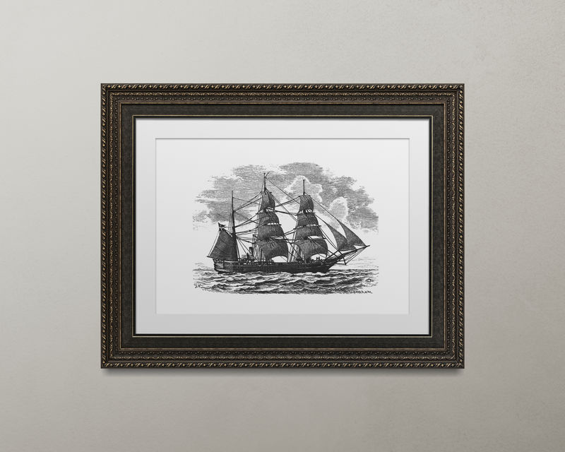 金属棕色画框插图