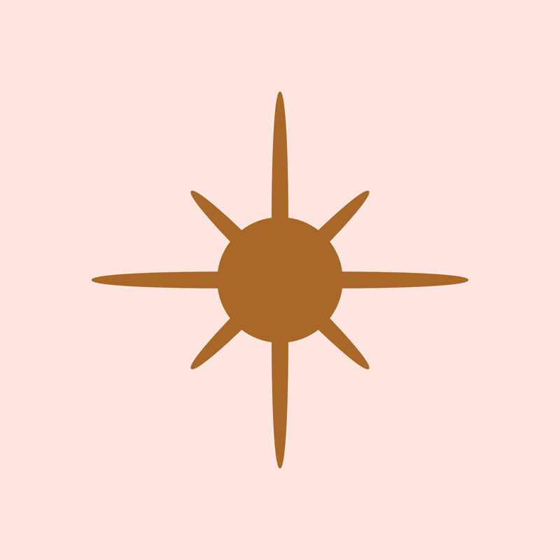 星星粉红色背景上平坦棕色的闪亮图标