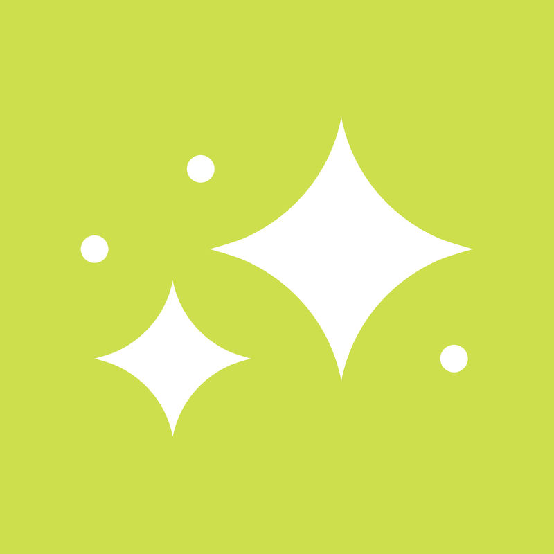 绿色背景上简单风格的星星闪闪发光的图标