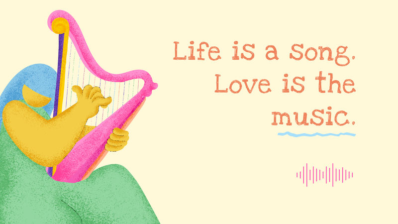 音乐米色博客横幅平面设计带有励志格言生活是一首歌爱是音乐