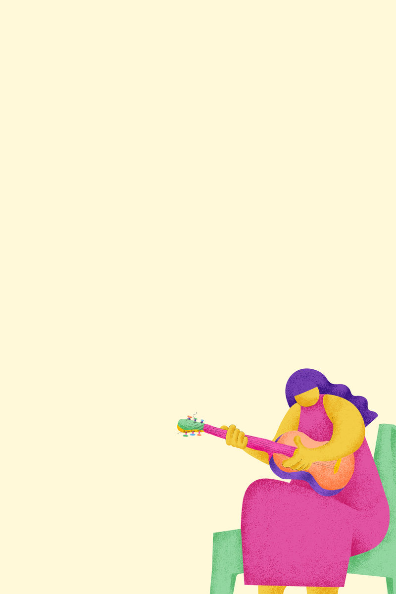 米色音乐背景吉他手音乐家平面图案