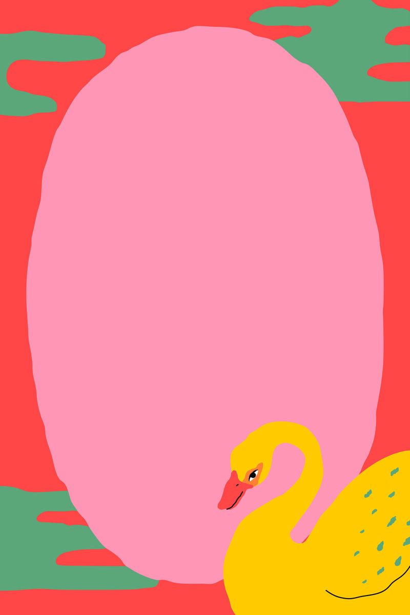 抽象动物插图中的天鹅框架