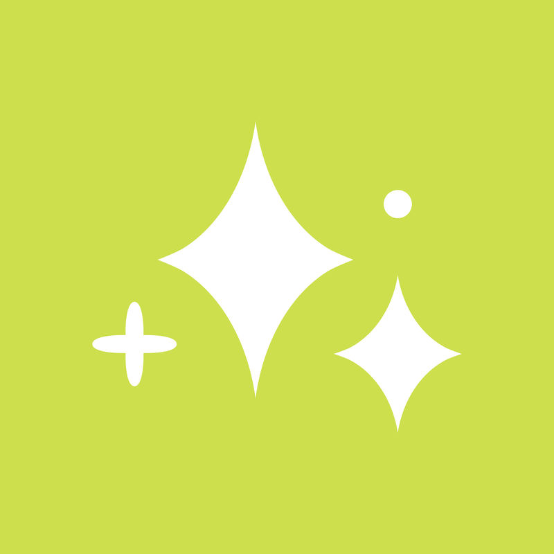 绿色背景上简单风格的星星闪闪发光的图标