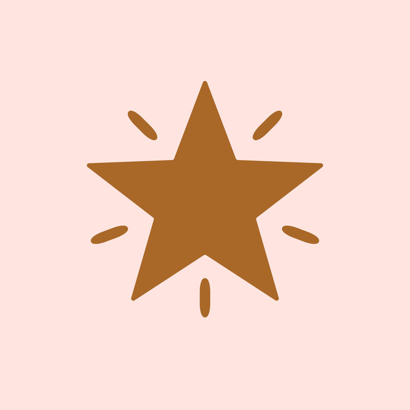 星星粉红色背景上平坦棕色的闪亮图标
