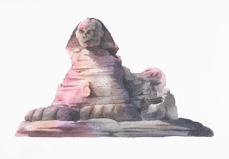 水彩画埃及狮身人面像