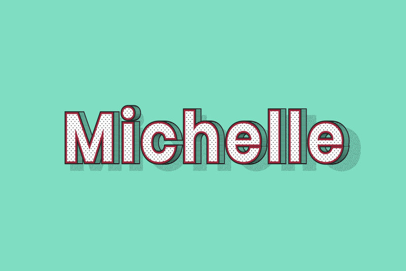 Michelle姓名字体阴影复古排版