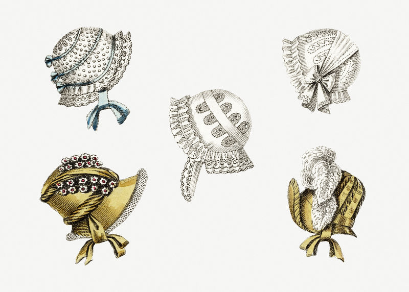 复古头饰插图套装由约翰·贝尔的艺术作品混合而成