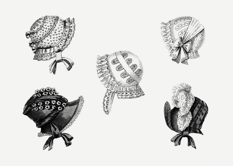 复古头饰插图套装由约翰·贝尔的艺术作品混合而成