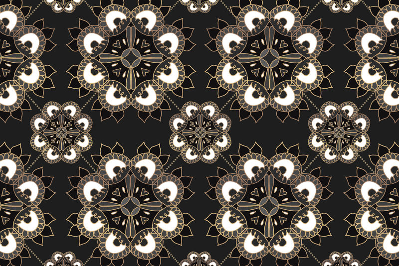 曼荼罗黑印度植物图案背景