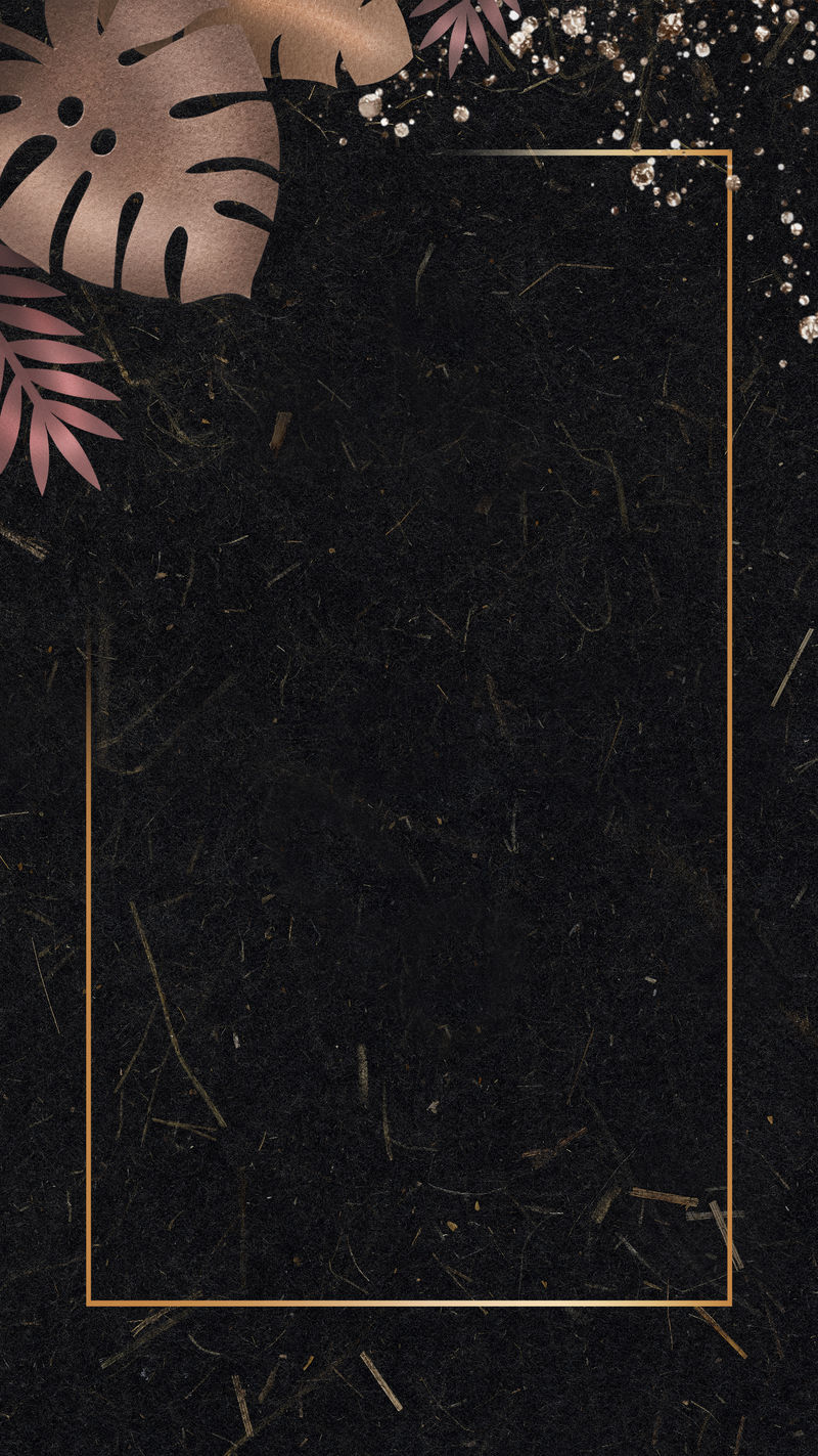 叶形矩形金框手机壁纸