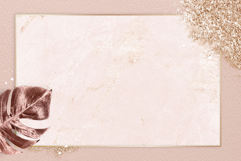 带金属怪兽的长方形金框树叶背景向量