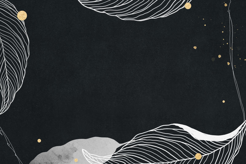 黑色东方树叶和金色细部框架