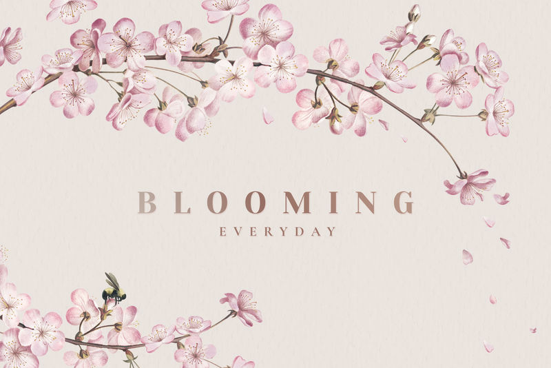 绽放日常花卉卡片插画