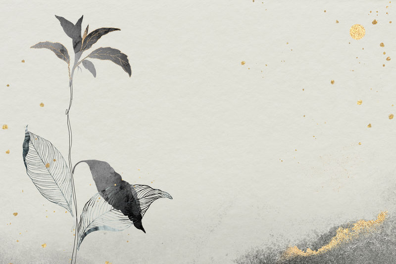 黄褐色的东方树叶和金色细部框架