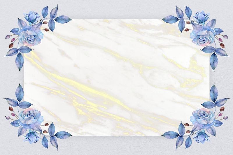 蓝色植物框架设计空间