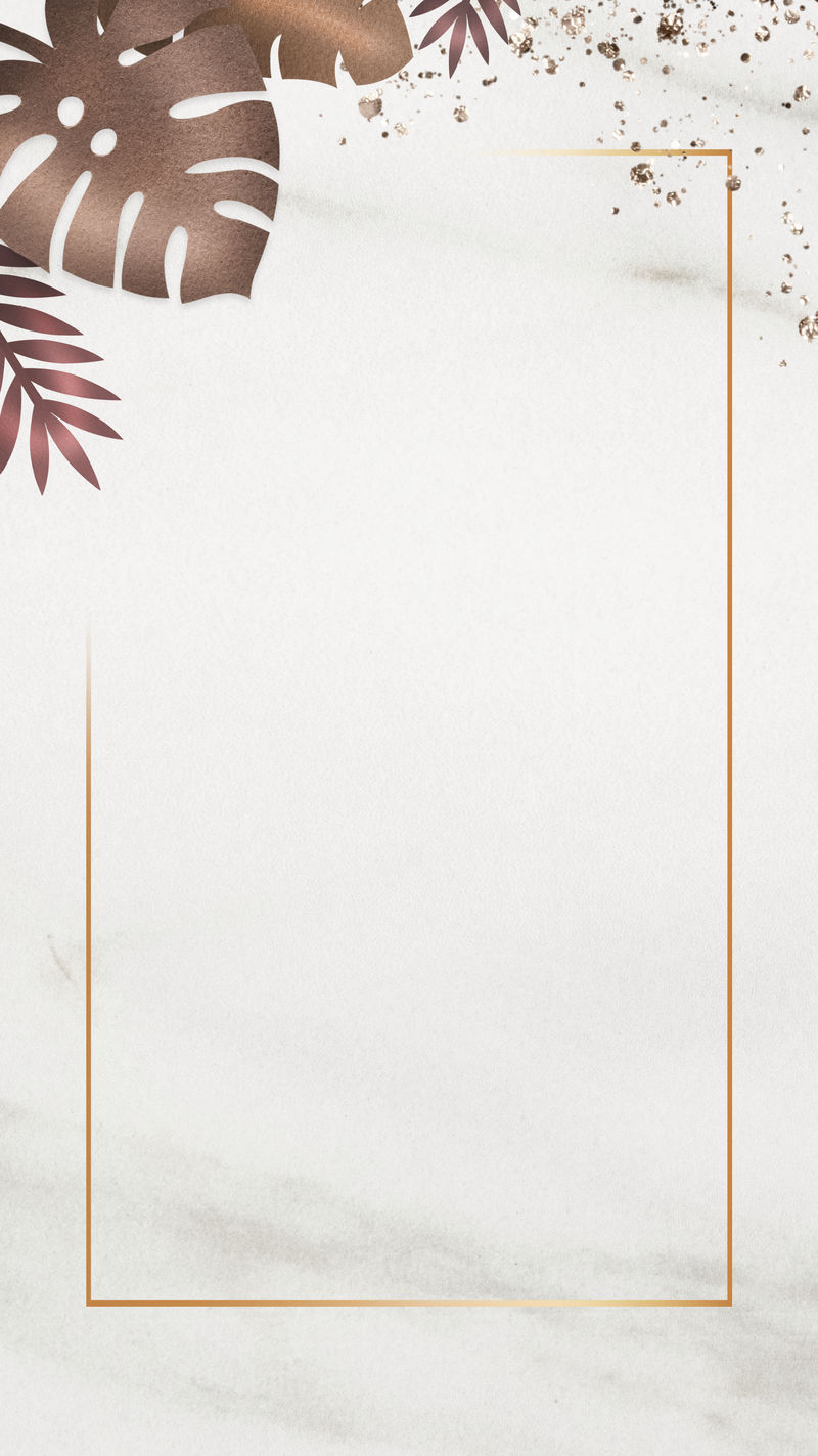 叶形矩形金框手机壁纸