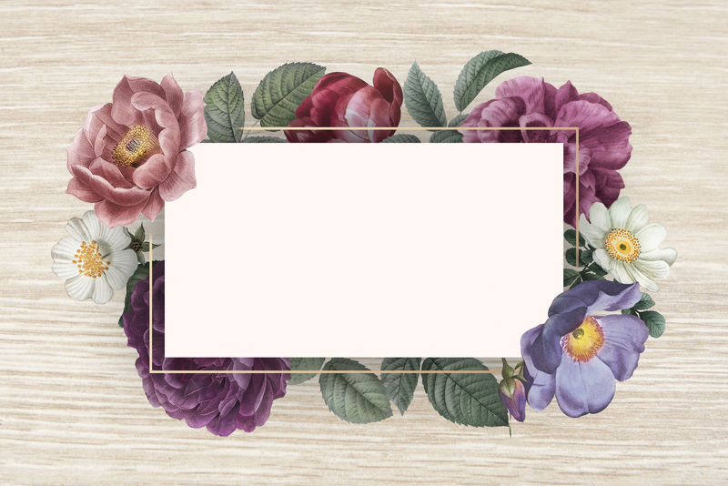 木制背景插图上的花卉横幅