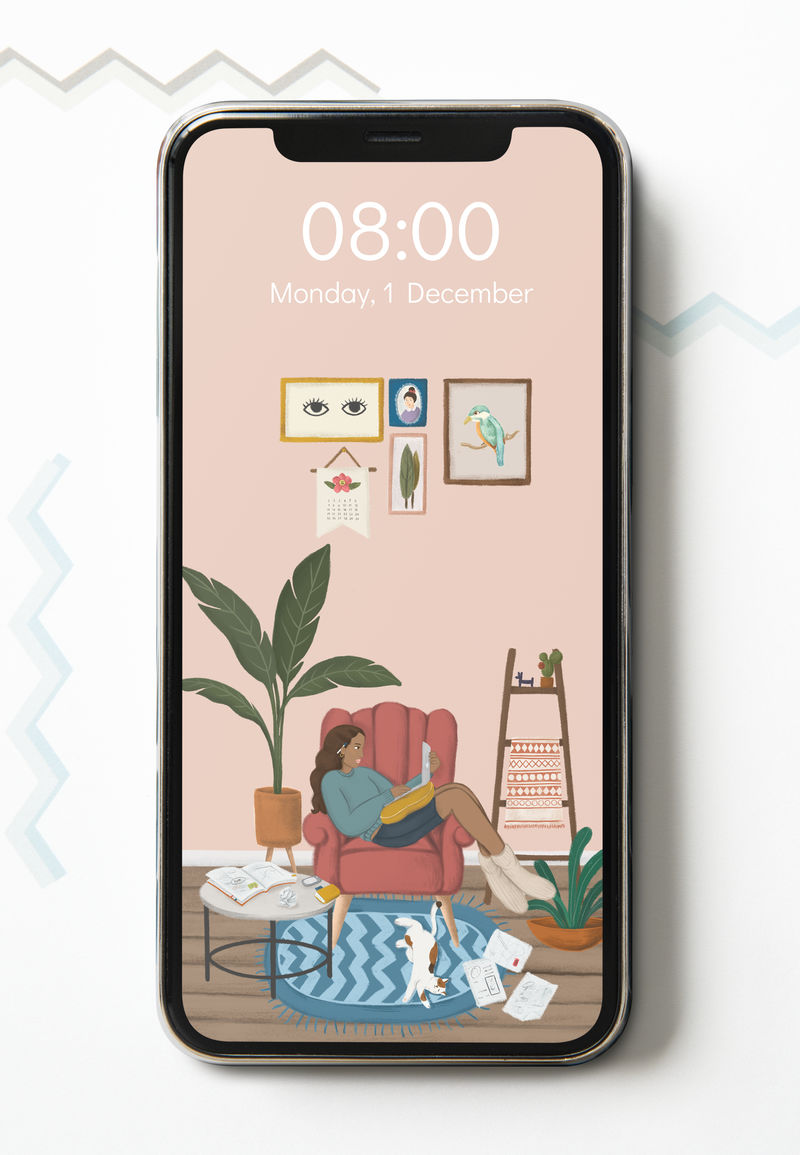 女性素描风格手机壁纸模型