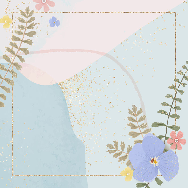 柔和的psd花朵闪烁的框架彩色背景