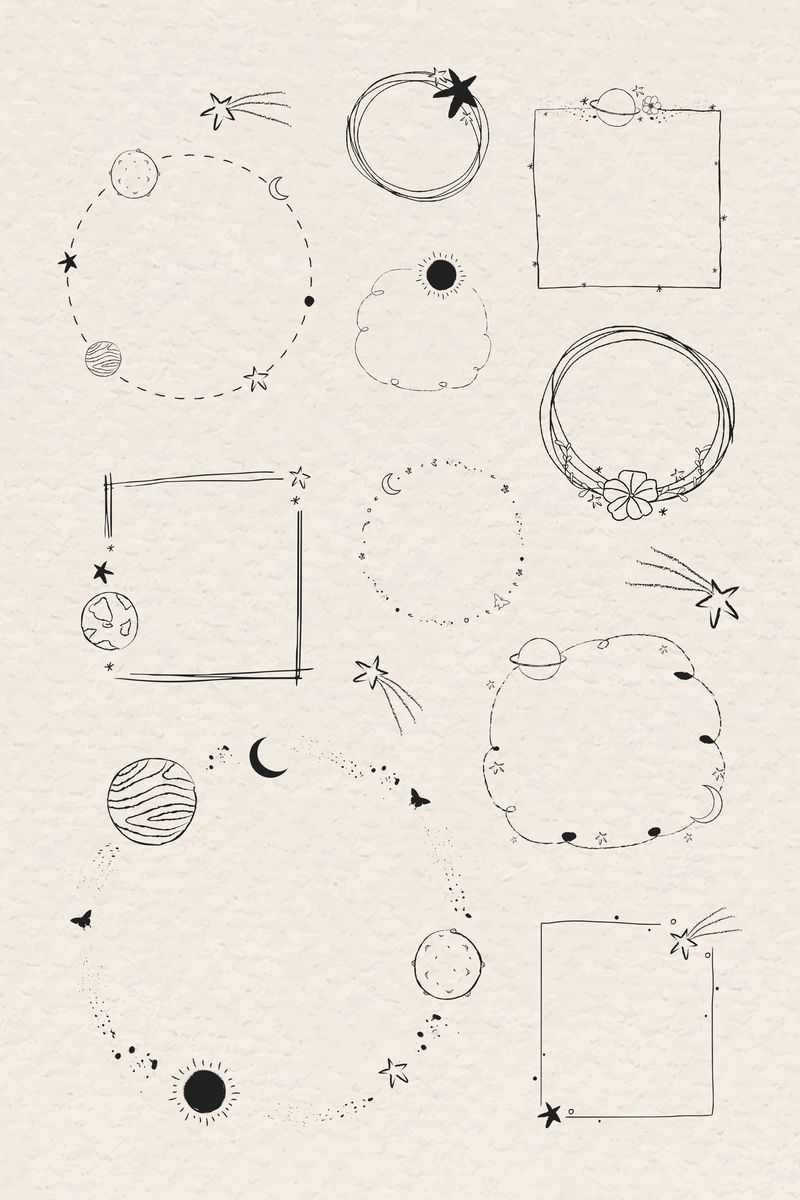 最小线艺术银河框架插图集