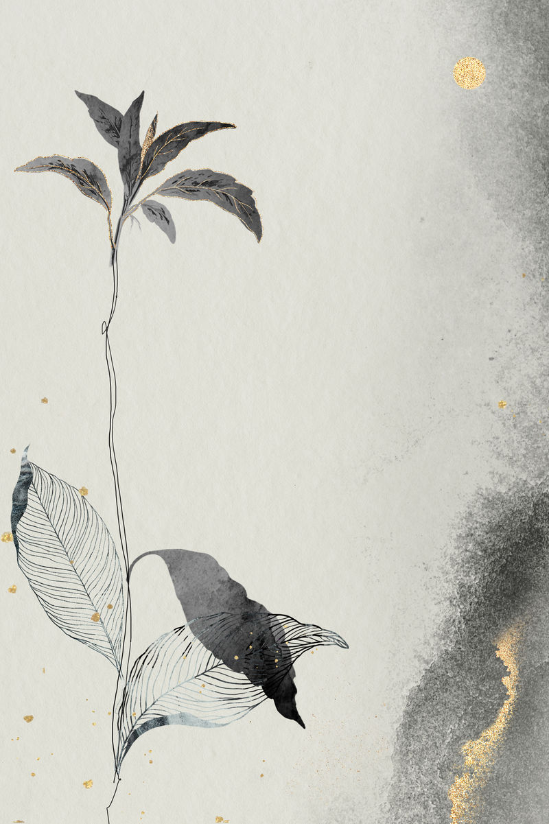 黄褐色的东方树叶和金色细部框架