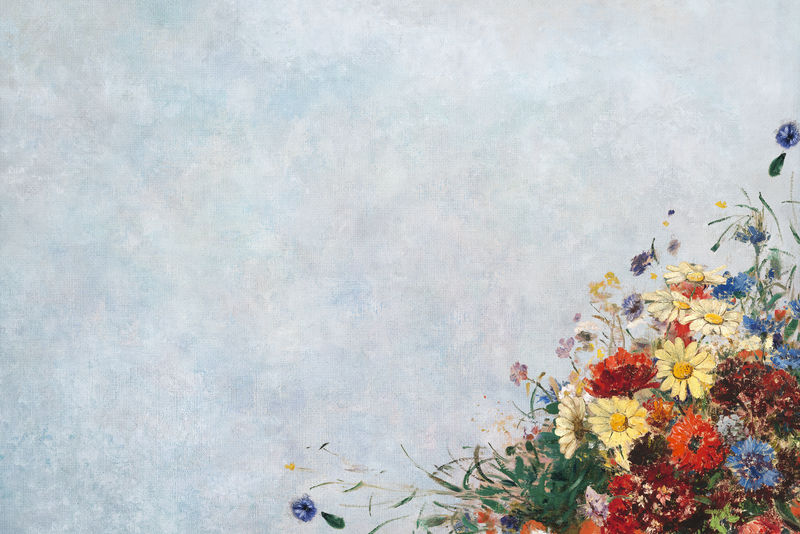 蓝色花墙纹理背景插图