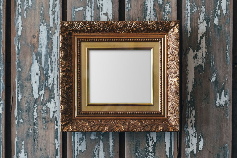 复古矩形金色相框模型插图