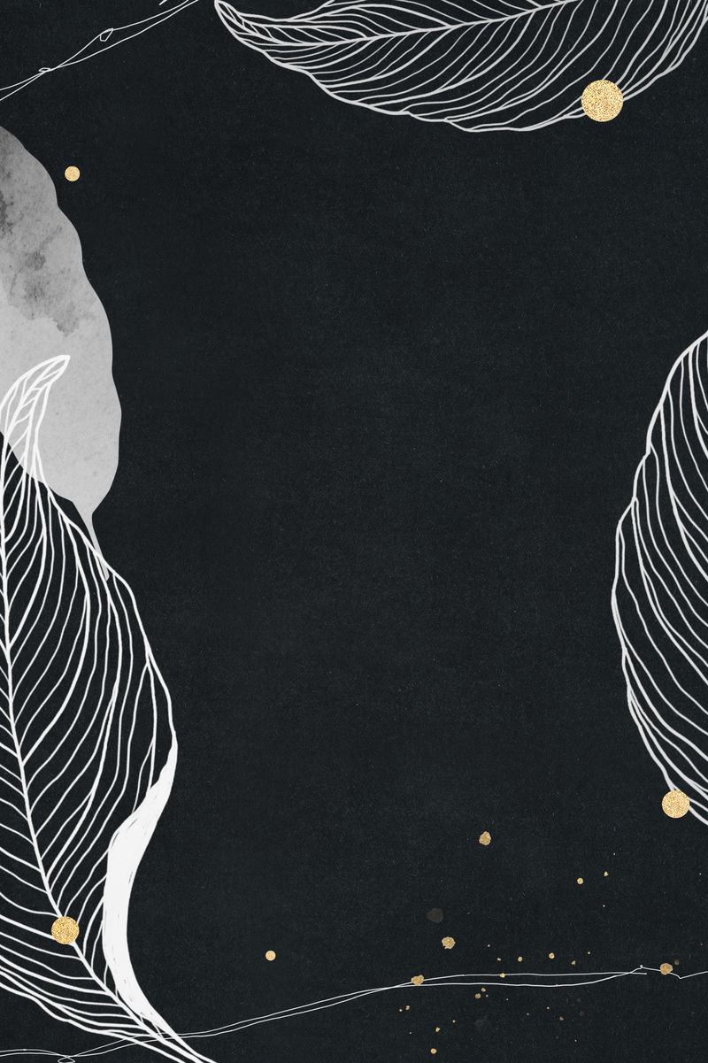 黑色东方树叶和金色细部框架