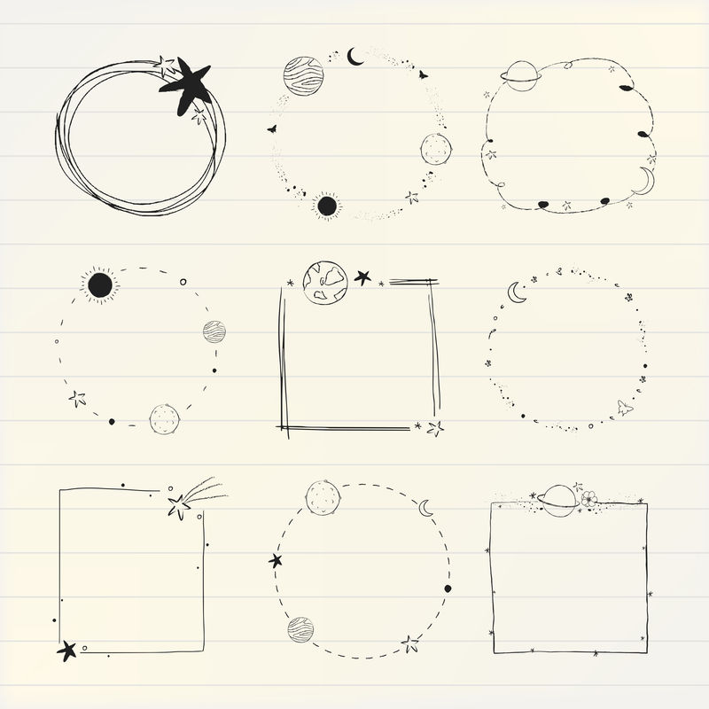 最小线艺术银河框架插图集