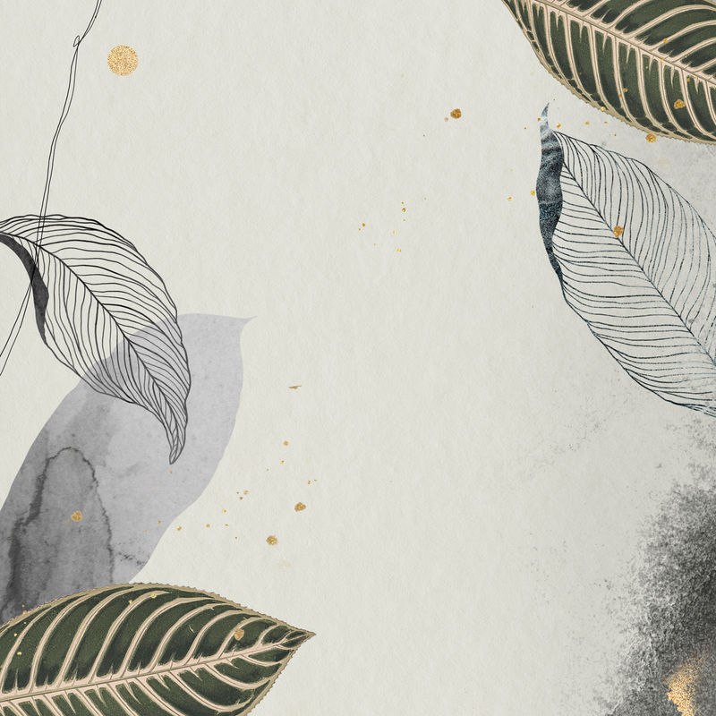 黄褐色的东方树叶和金色细部框架