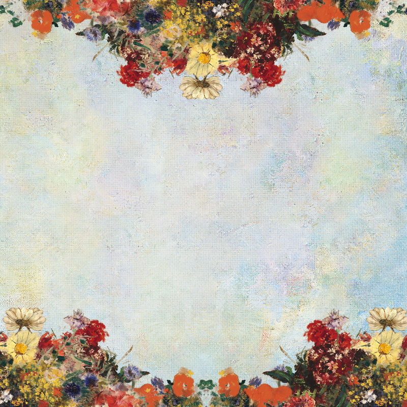 蓝色花墙纹理背景插图