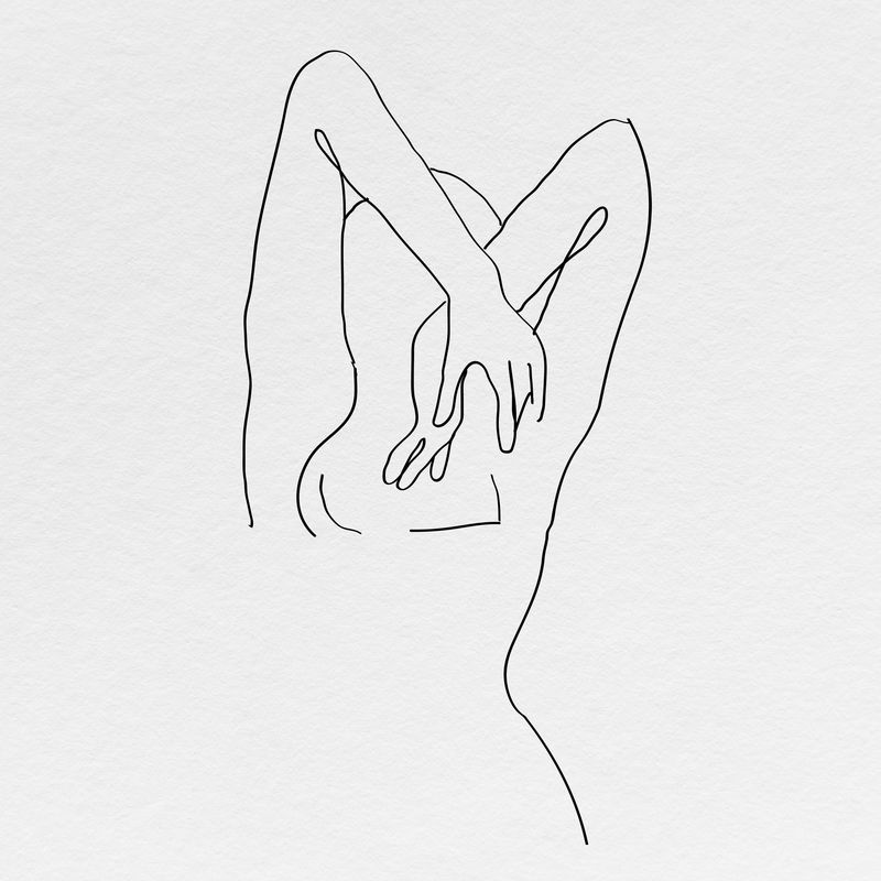 灰色背景下的女性身体线条艺术