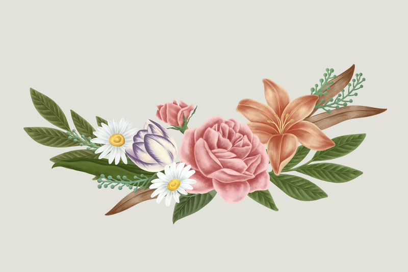 复古花束插图模型