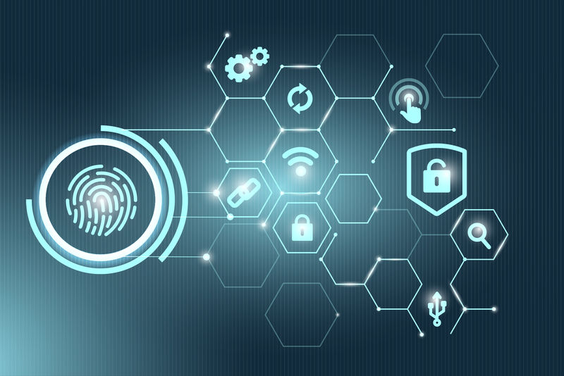 蓝指扫描生物识别身份背景