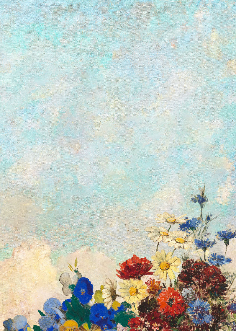 蓝色花墙纹理背景插图