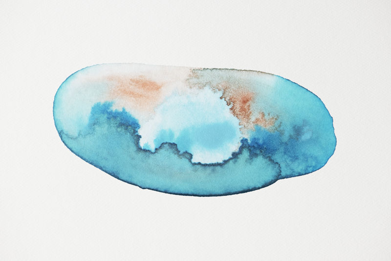 蓝色水彩阴影手绘插图