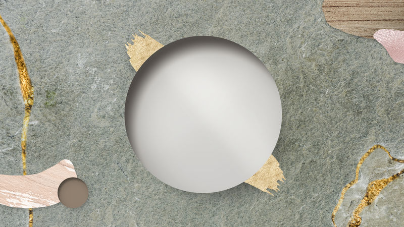 绿色大理石背景上的圆形框架插图