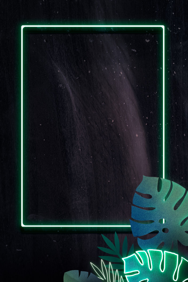 空白绿叶霓虹灯框