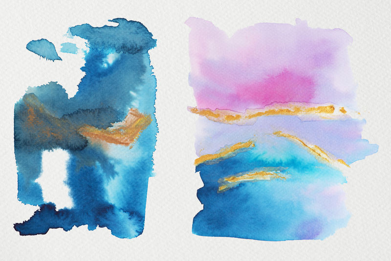 彩色微光水彩笔触插画