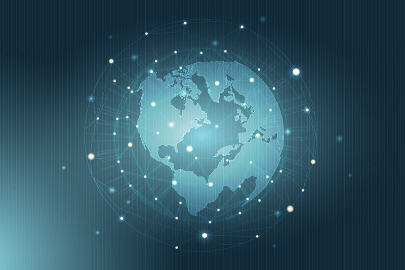 蓝色社交网络技术图标背景