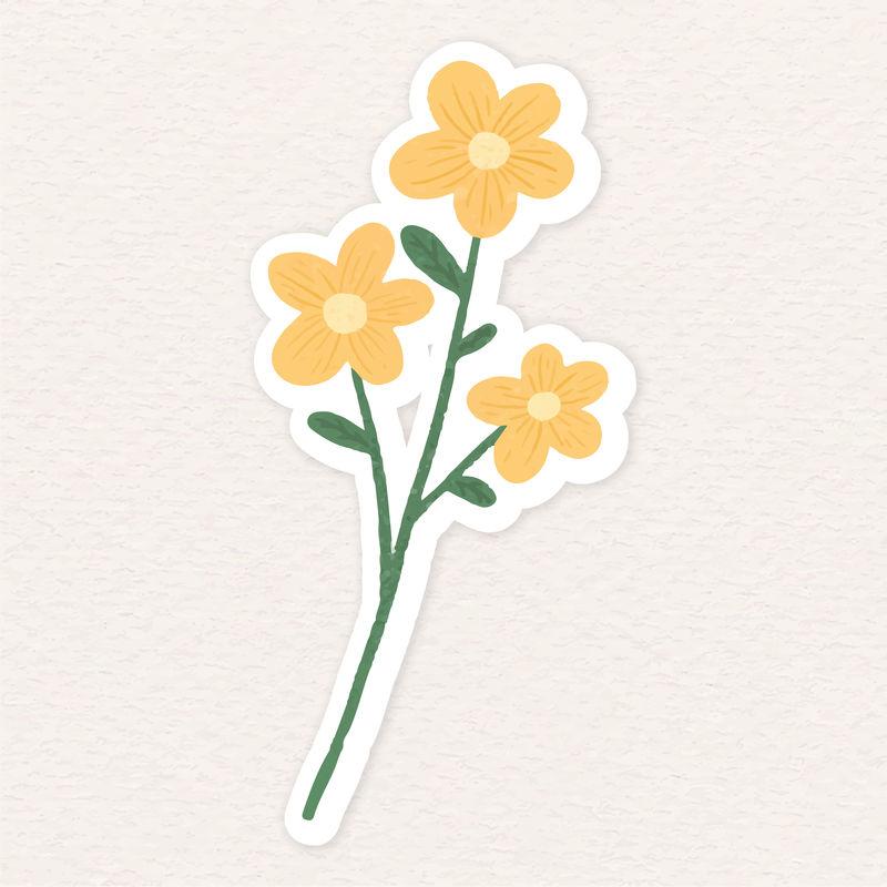 黄色花朵贴纸插图
