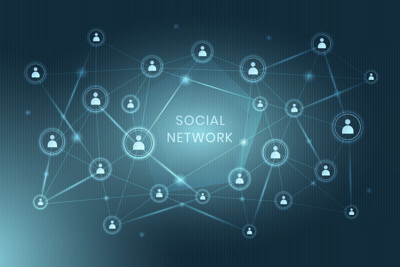 蓝色社交网络技术图标背景