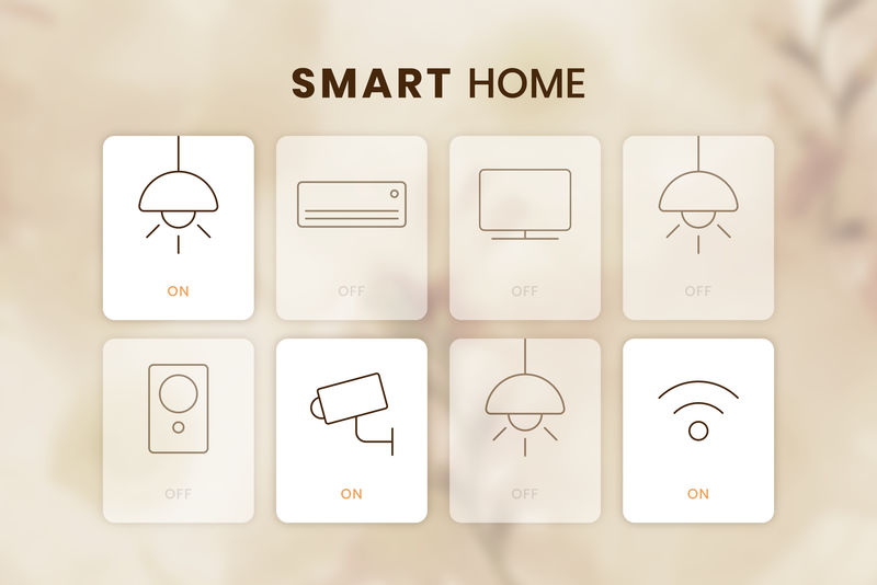 远程家庭控制应用程序psd用户界面