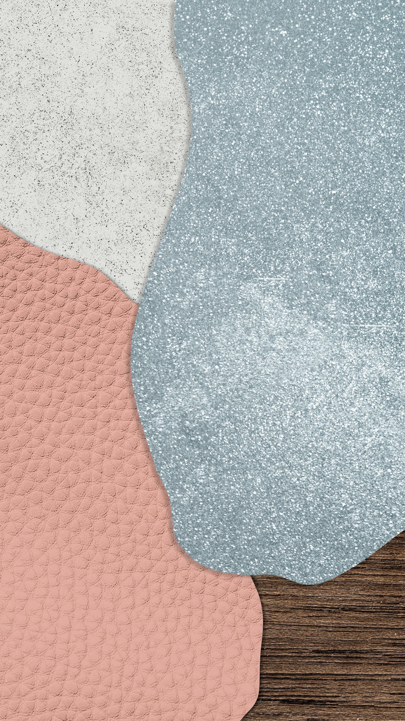 粉蓝拼贴质感手机壁纸插画