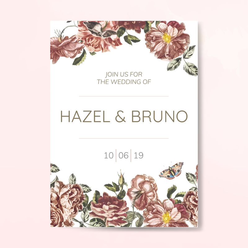 浪漫的花卉邀请设计模型