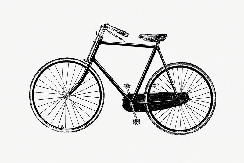 复古两轮自行车雕刻插图