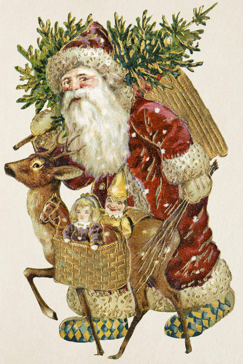 身着红色服装的圣诞老人贴纸插图